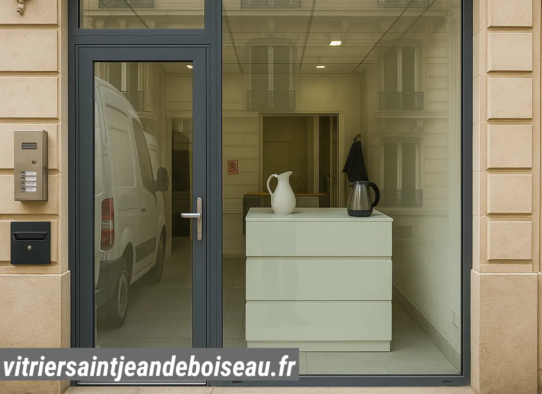 Façade vitrine de magasin en aluminium sur mesure à Saint-Jean-de-Boiseau